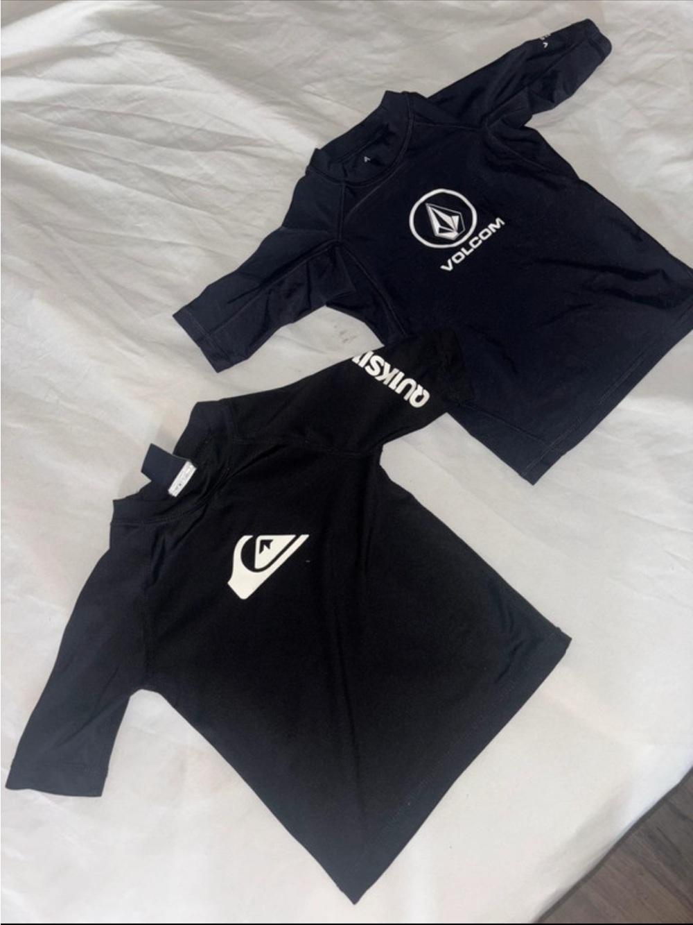 Volcom Black Kids' Short-Sleeve Rash Guard Top with White Logo